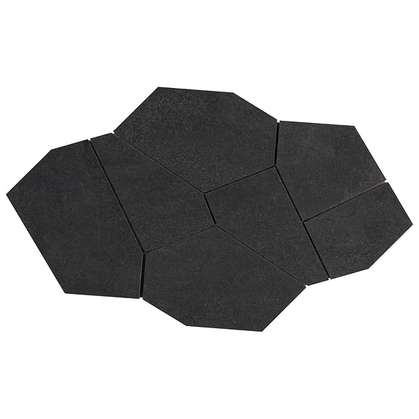 Era Charcoal Black Organic Pattern Limestone Look Matte Porcelain Mosaic Tile