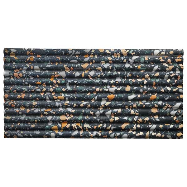 Terrazzo Italy Fluted Cava Notte Black Honed Terrazzo Tile