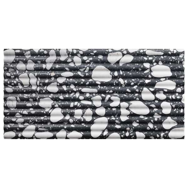 Terrazzo Italy Fluted Sacra Nero Black & White 12x24 Honed Terrazzo Tile