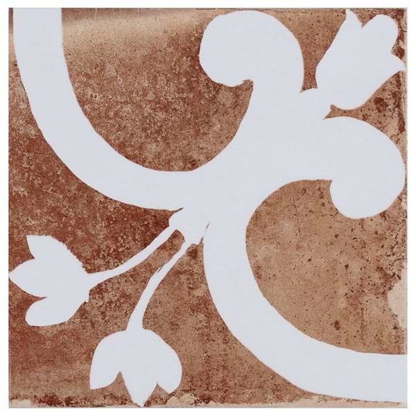 Angela Harris Mediterra Flora Terracotta 8x8 Matte Porcelain Tile