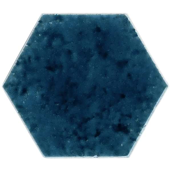 Breeze Ocean Blue 4.5" Hexagon Crackled Glossy Porcelain Tile