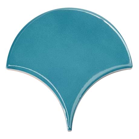 Highwater Teal 5" Fish Scale Polished Ceramic Wall Tile