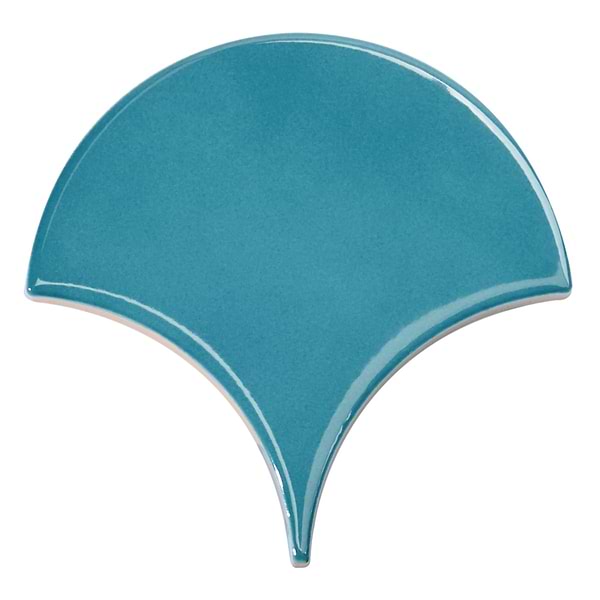 Highwater Teal  Fishscale 2x5 Polished Ceramic Wall Tile