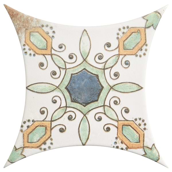 Raval Peach Terracotta 3x8 Petal and 6x6 Kite with Deco Carlota Multicolor Kite Matte Porcelain Tile