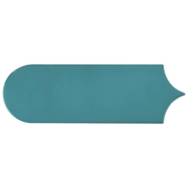 Parry Teal Blue 3x8 Fishscale Glossy Ceramic Wall Tile