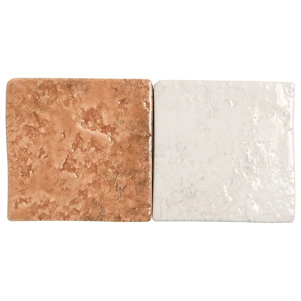 Greta Checkerboard Sunset Terracotta and Seashell White 5x5 Glossy Textured Porcelain Tile