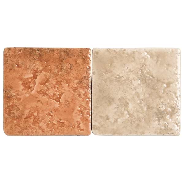 Greta Checkerboard Sunset Terracotta and Sand Beige 5x5 Glossy Textured Porcelain Tile