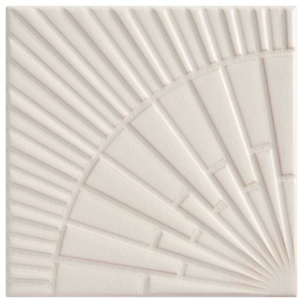 Stacy Garcia Radius Ivory White 6x6 3D Crackled Glossy Ceramic Tile