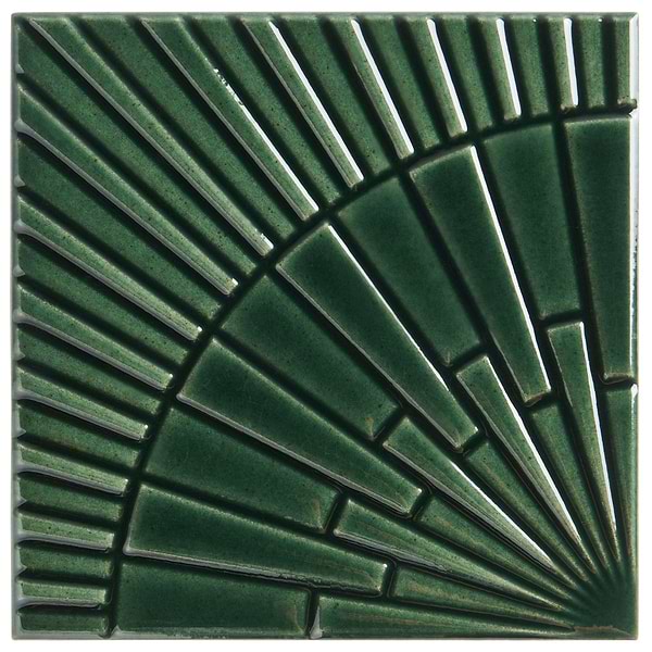 Stacy Garcia Radius Forest Green 6x6 3D Crackled Glossy Ceramic Tile