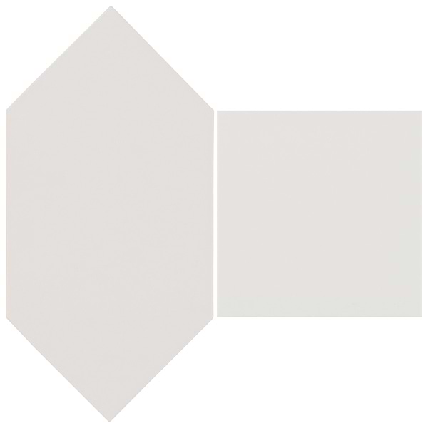 Morocco Blanco White 4x8 Glossy Picket and 4x4 Square Porcelain Tile