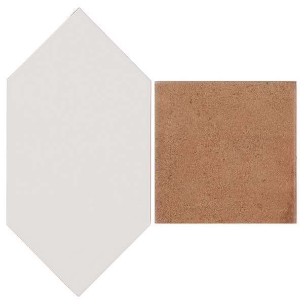 Morocco Blanco White 4x8 Glossy Picket and Terracotta 4x4 Matte Square Porcelain Tile