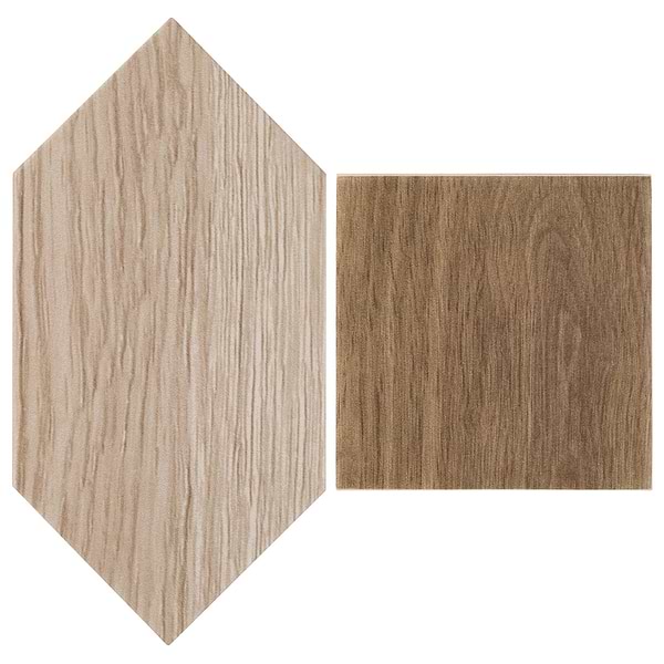 Morocco Oak Beige 4x8 Picket and Willow Brown 4x4 Square Matte Porcelain Tile