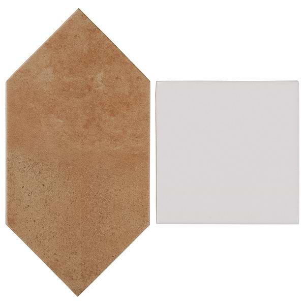 Morocco Terracotta 4x8 Matte Picket and Blanco White 4x4 Glossy Square Porcelain Tile