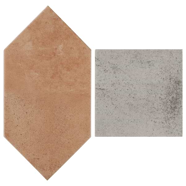 Morocco Terracotta 4x8 Picket and Dove Gray 4x4 Square Matte Porcelain Tile