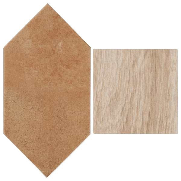 Morocco Terracotta 4x8 Picket and Oak Beige 4x4 Square Matte Porcelain Tile