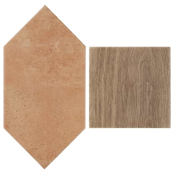 Morocco Terracotta 4x8 Picket and Willow Brown 4x4 Square Matte Porcelain Tile
