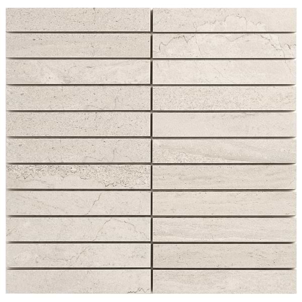 Treveso Gray 1x6 Stacked Limestone Look Matte Porcelain Mosaic Tile