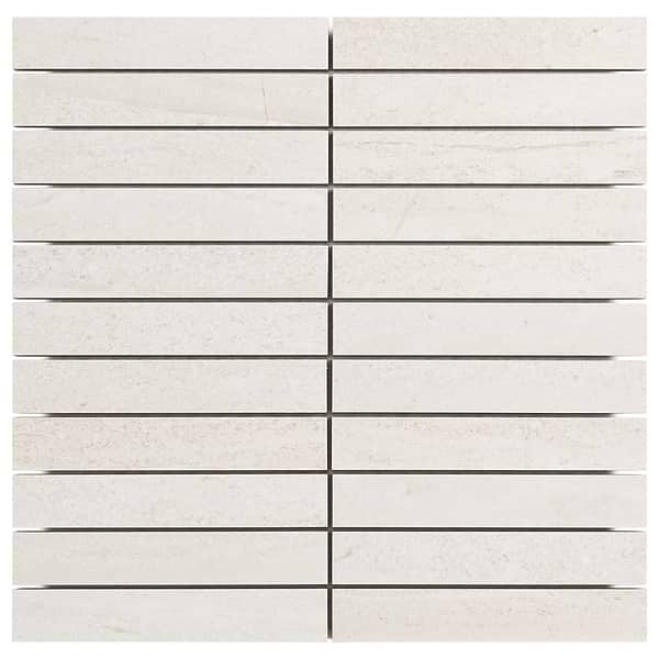 Treveso White 1x6 Stacked Limestone Look Matte Porcelain Mosaic Tile