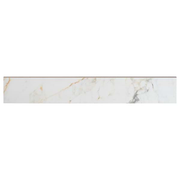 Calacatta Macchia White Gold 3x24 Marble Look Matte Porcelain Bullnose