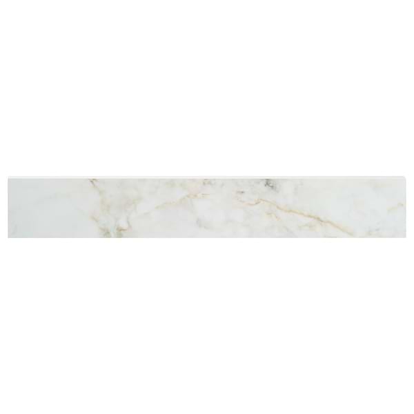 Calacatta Macchia White Gold 3x24 Marble Look Polished Porcelain Bullnose