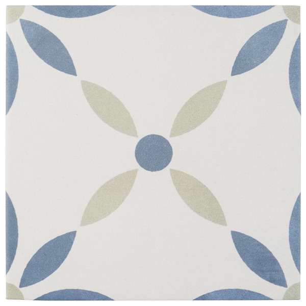Lapaz White Flower 9x9 Matte Porcelain Tile