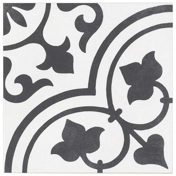 Cascais White Ornate 9x9 Matte Porcelain Tile