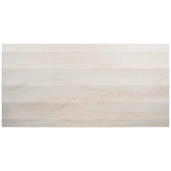 Lumar Waves Travertino Bianco Warm White 24x48 3D Travertine Look Matte Porcelain Tile