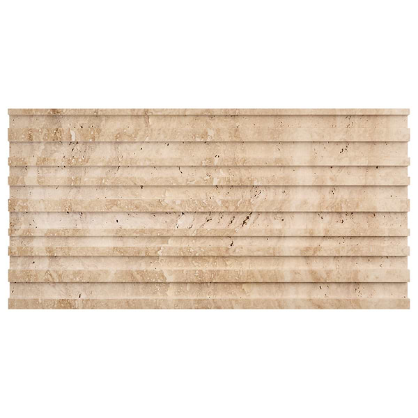 Stonework Barcode Ivory Travertine Premium 12x24 3D Vein Cut Polished + Honed Tile