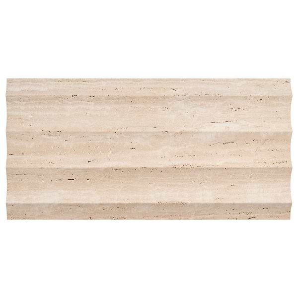 Stonework Fluted Ivory Travertine Premium 12x24 3D Vein Cut Unfilled Honed Tile
