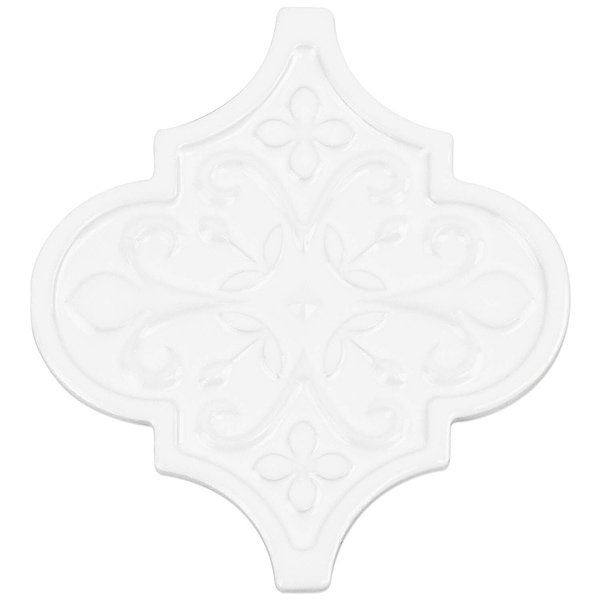 Byzantine Florid Arabesque Bianco Ceramic Wall Tile