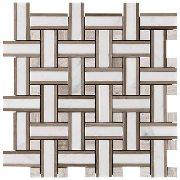 Twine Burlap 1x3 Marble Polished Mosaic Tile