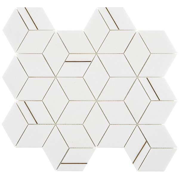 Morgana Thassos Polished Marble and Brass Mosaic Tile