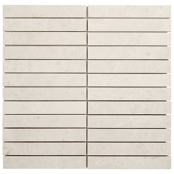 Vanilla Warm White 1x6 Stacked Honed Marble Mosaic Tile