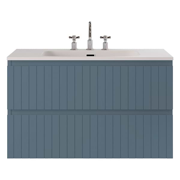 Prima Denim Blue 36" Single Vanity with Integrated Solid Surface Top