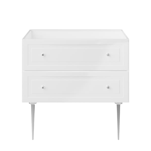 Alma White 36" Vanity with Chrome Legs & Knobs without Top
