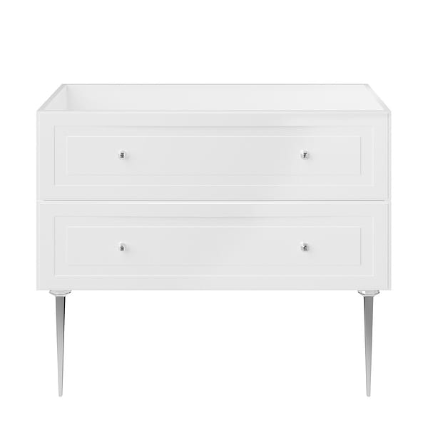 Alma White 42" Vanity with Chrome Legs & Knobs without Top