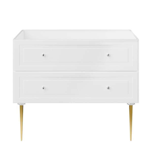 Alma White 42" Vanity with Gold Legs & Knobs without Top