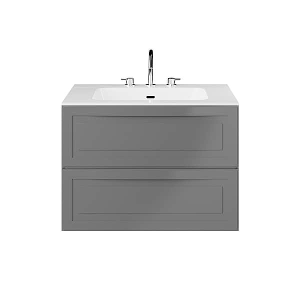 Alma Gray 30" Vanity with Integrated White Solid Surface Top