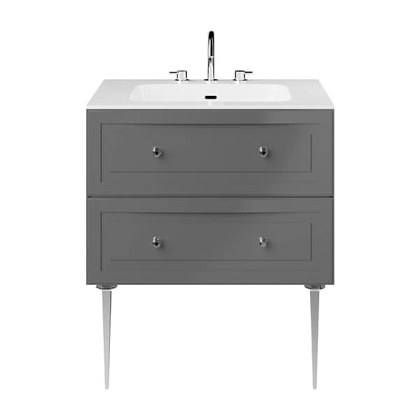 Alma Gray 30" Vanity with Chrome Legs & Knobs with Integrated White Solid Surface Top