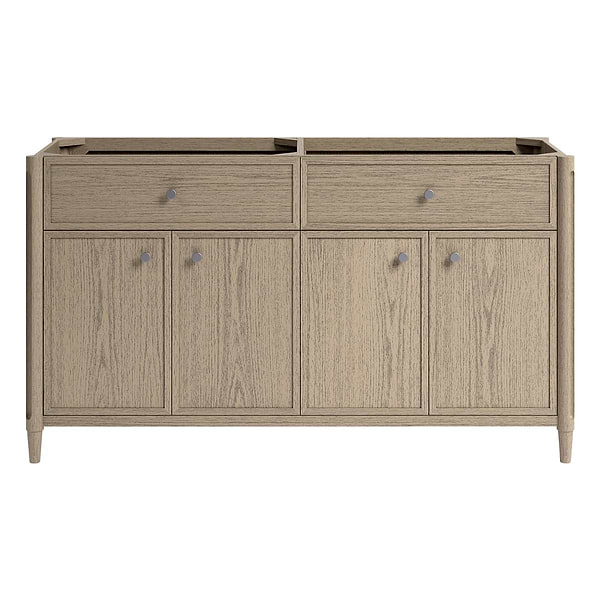 Ashford Greige Ash 60" Double Vanity without Top by TileBar Studio Vanities, View 2, open zoomed image