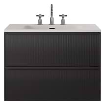 Astor Black 30" Single Vanity with Integrated White Solid SurfaceTop