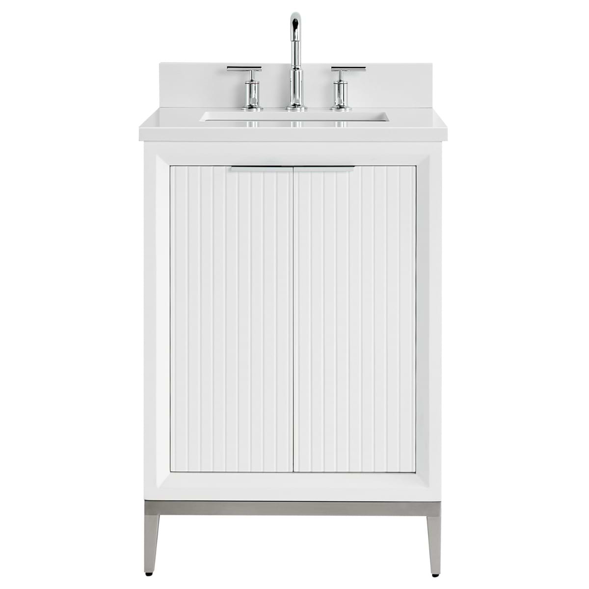 Bungalow White and Silver 24" Single Vanity with Pure White Quartz Top