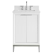 Bungalow White and Silver 24" Single Vanity with Pure White Quartz Top