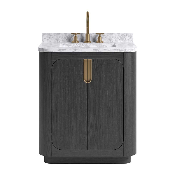 TileBar Studio Vanities Corbin Ebony Oak 30" Single Vanity with Carrara Marble Top