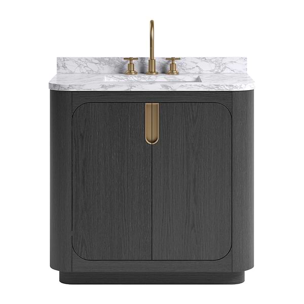TileBar Studio Vanities Corbin Ebony Oak 36" Single Vanity with Carrara Marble Top