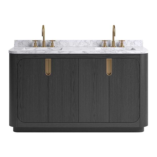 TileBar Studio Vanities Corbin Ebony Oak 60" Double Vanity with Carrara Marble Top
