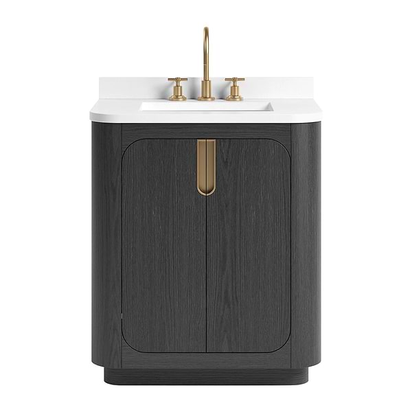 TileBar Studio Vanities Corbin Ebony Oak 30" Single Vanity with White Quartz Top