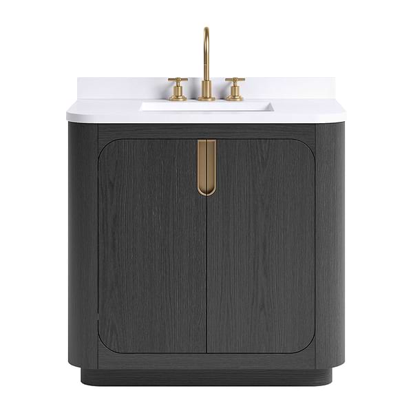 TileBar Studio Vanities Corbin Ebony Oak 36" Single Vanity with White Quartz Top