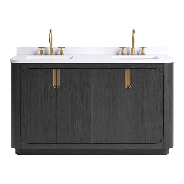 TileBar Studio Vanities Corbin Ebony Oak 60" Double Vanity with White Quartz Top
