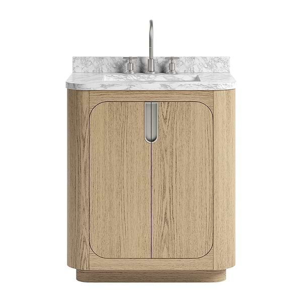 TileBar Studio Vanities Corbin Medium Ash 30" Single Vanity with Carrara Marble Top